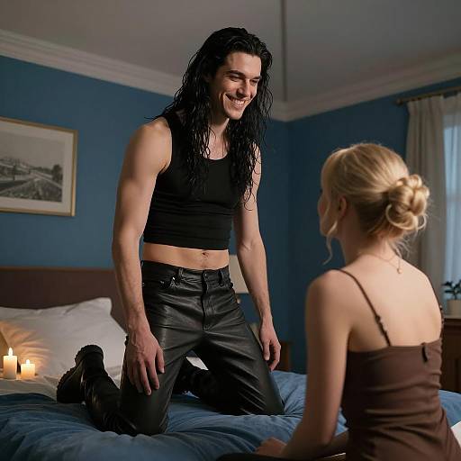 Intimate Moment in a Dim Room