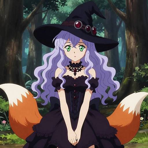 Gothic Fox Spirit in Enchanted Forest