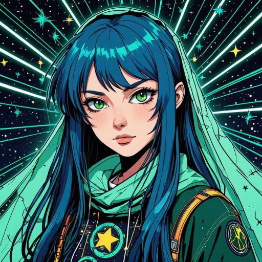 Confident Teen in Cyberpunk Anime Style
