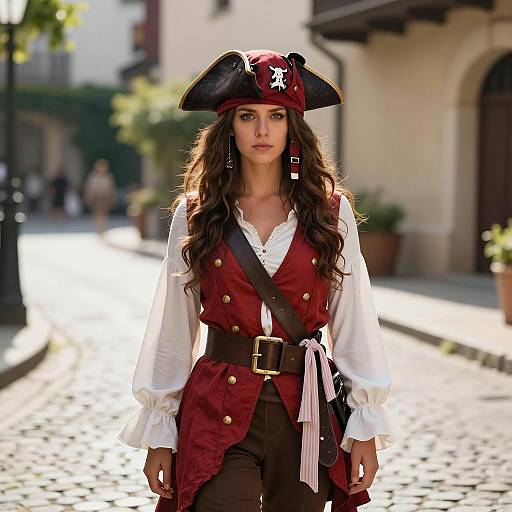 Young Woman in Captain Hook Pirate Costume