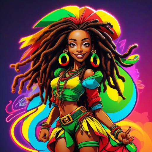 Vibrant Rastafarian Pin-Up Dancer Art