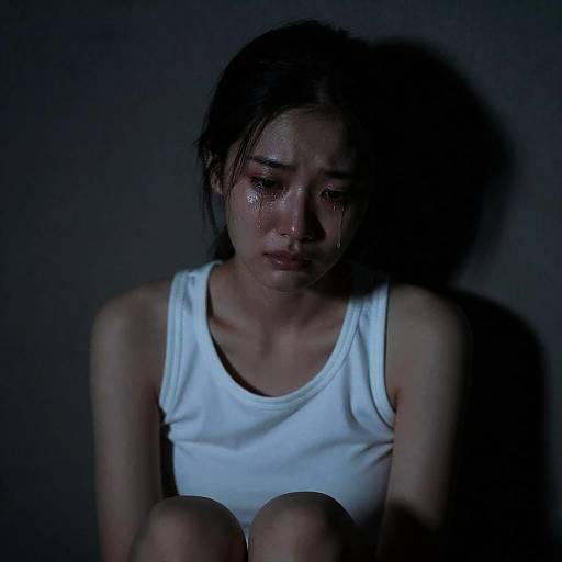 Sad Young Woman Crying Indoors