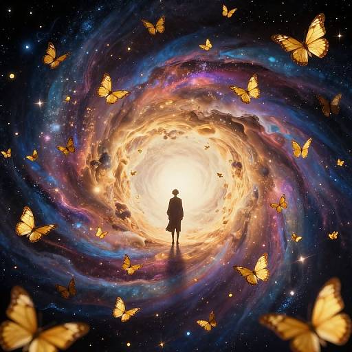 Solitary Figure at Cosmic Portal