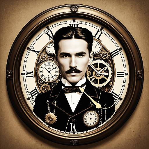 Steampunk Nikola Tesla Clock Design