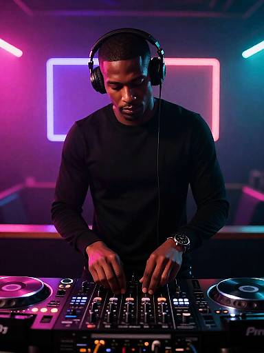 Neon Nightclub DJ Portrait Ultra-Realistic