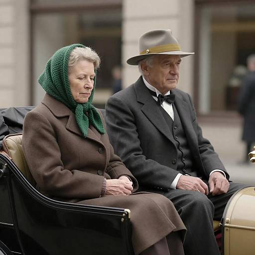 Vintage Couple in Classic Car Portrait