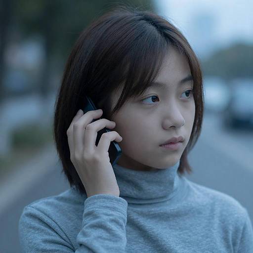 Cool Blue Portrait of Asian Girl