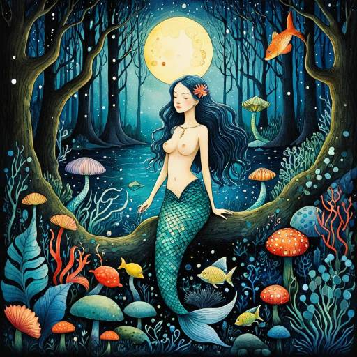 Magical Mermaid in Enchanted Forest