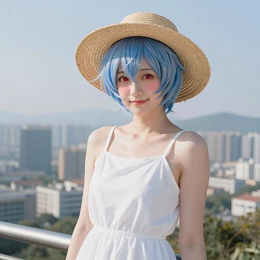 Ayanami Rei Summer Cityscape Portrait