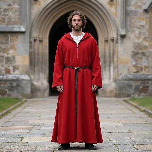 Man in Red Medieval Robe