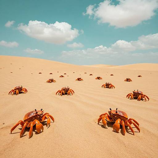 Surreal Desert with Orange Crabs