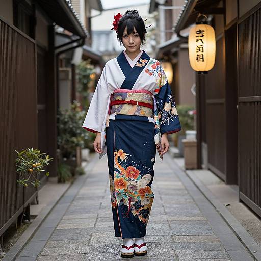 Woman in Zamasu Kimono Costume