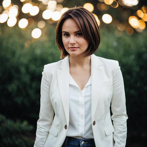 Woman in Smart Casual Outfit with Bokeh Background