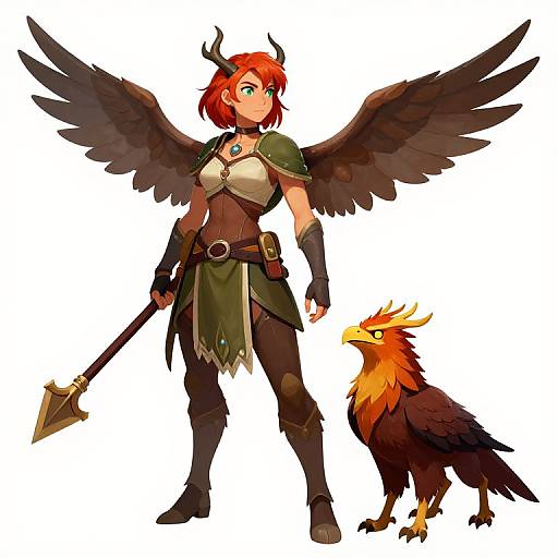 Red-Haired Druid with Griffin
