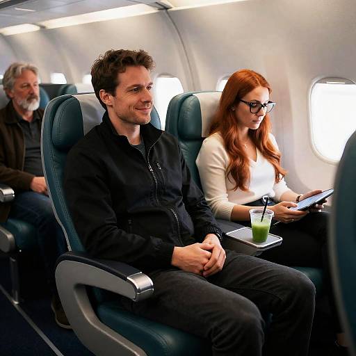 Passengers Seated Inside Airplane Cabin