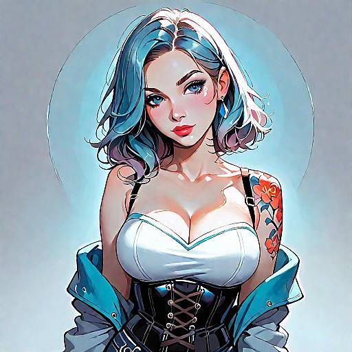 Intimate Portrait of a Denim Corset Beauty