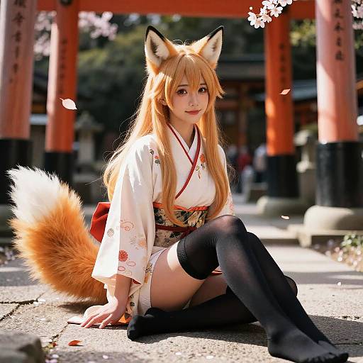 Cinematic Fox Girl in Kimono