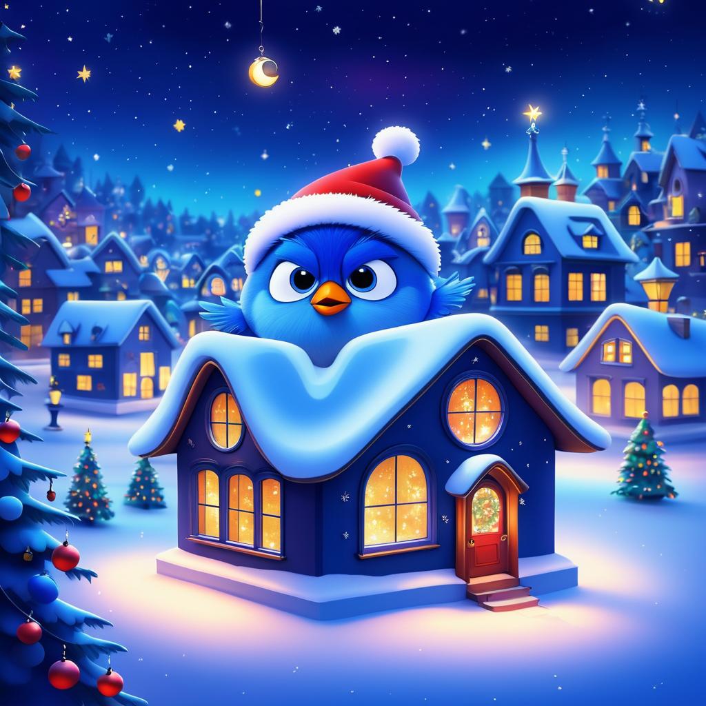 Adorable Bluebird in Christmas Wonderland