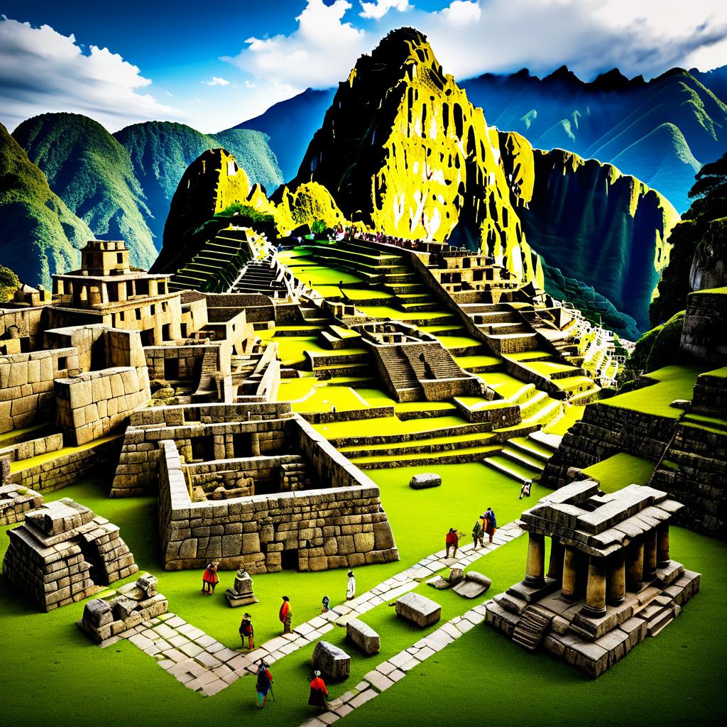 Explorers Discovering Ancient Machu Picchu Ruins