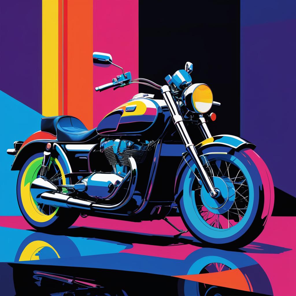 Vibrant Andy Warhol Motorcycle Artwork