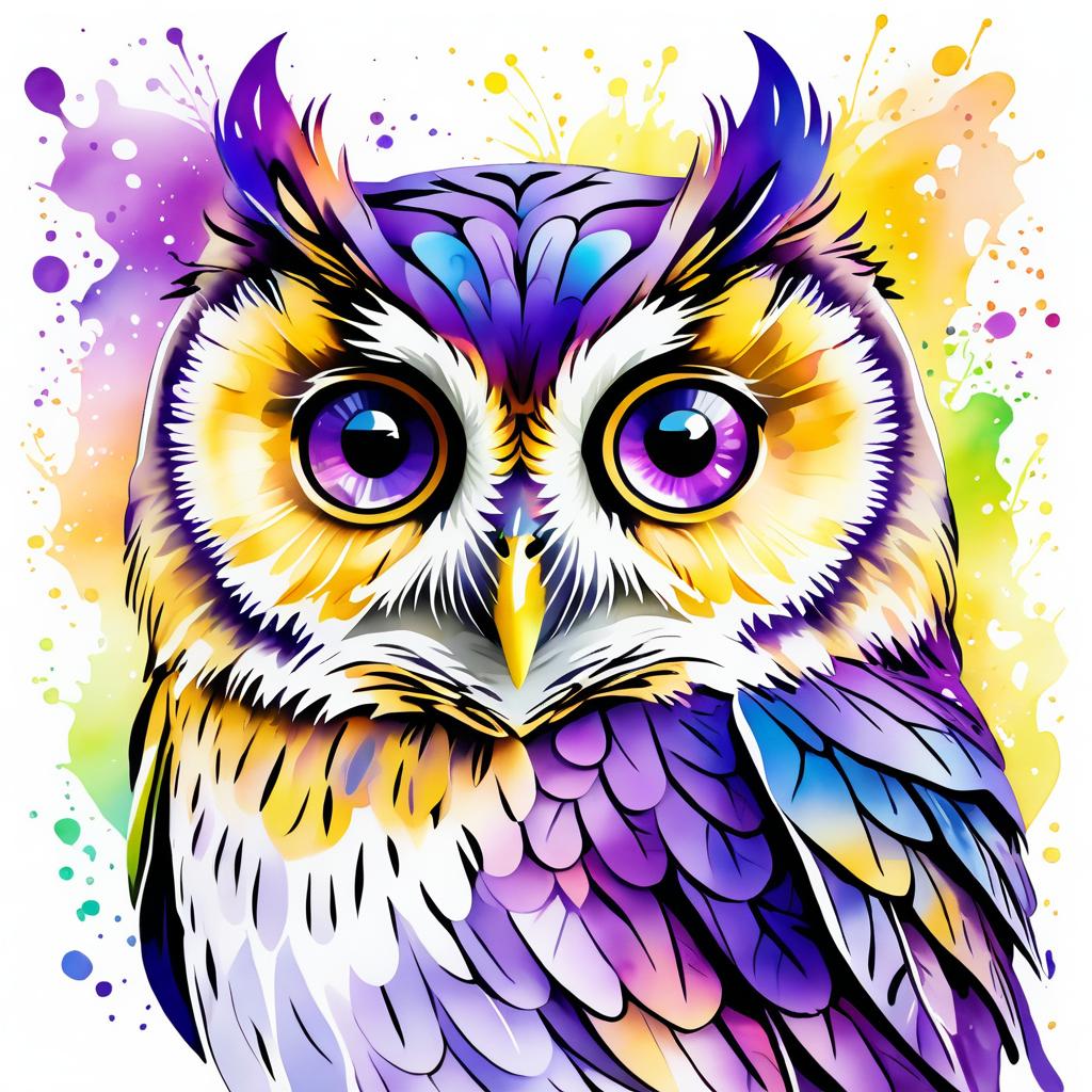 Cute Colorful Watercolor Owl Illustration