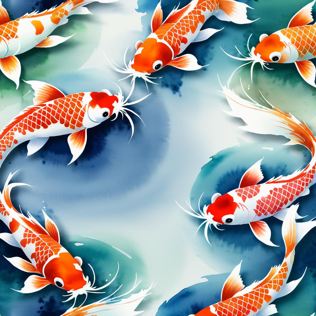 Elegant Koi Fish in Japanese Watercolor