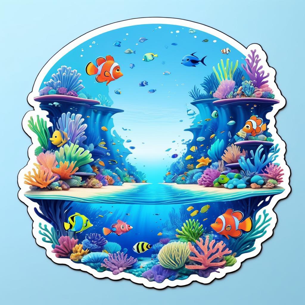 Cute Pixar Style Great Barrier Reef Sticker