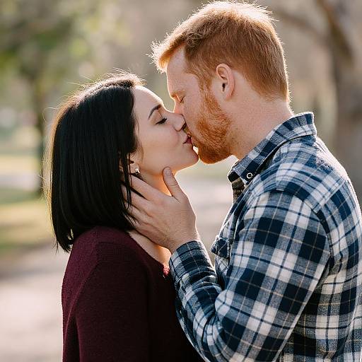 Warm Romantic Couple's Tender Kiss