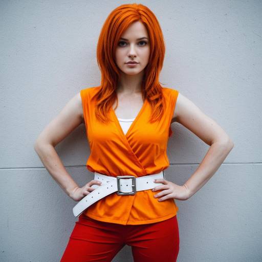 Woman in Orange Cosplay Costume