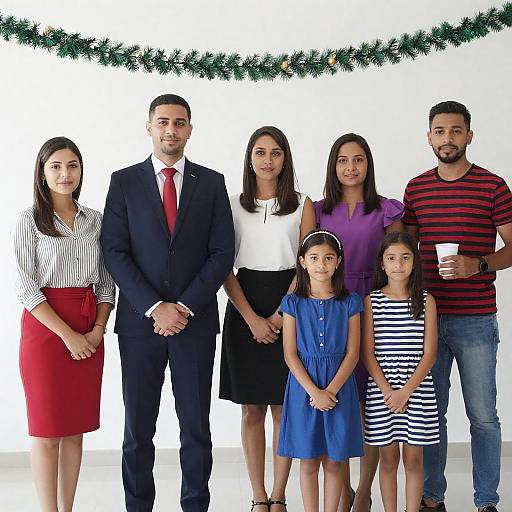 Bright Indoor Group Portrait with Garland
