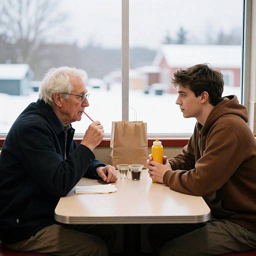 Intergenerational Conversation in a Diner