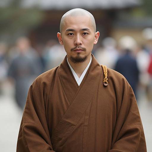 Realistic Adult Monk in Brown Robe