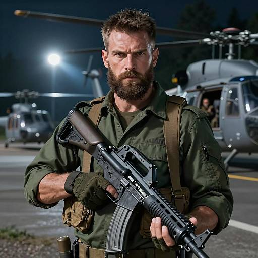 Intense Nighttime Military Scene