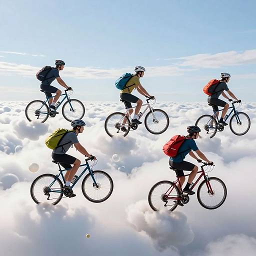 Cyclists Exploring Surreal Cloudscape