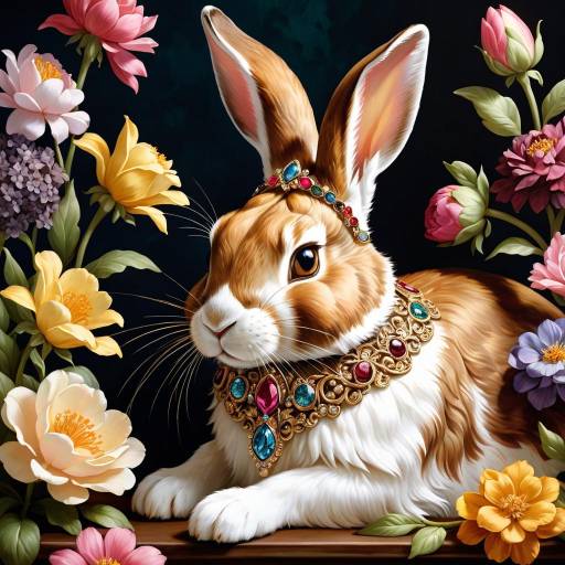 Majestic Rabbit in Renaissance Elegance