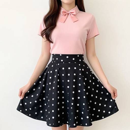 Stylish Woman in Polka Dot Skirt