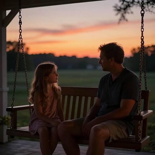 Heartfelt Dad and Daughter Sunset Moment
