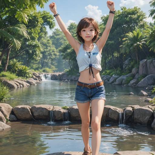 Realistic Outdoor Denim Short Girl