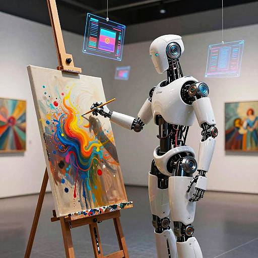 Humanoid Robot Painting Futuristic Art