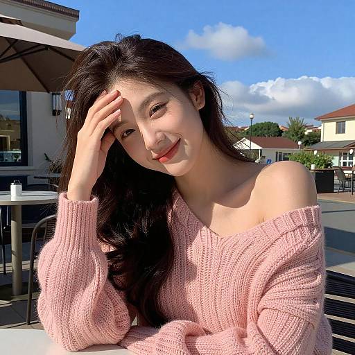 Smiling Woman in Sunny Outdoor Setting