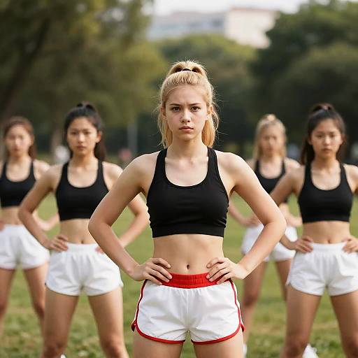 Dynamic Park Workout with Five Women