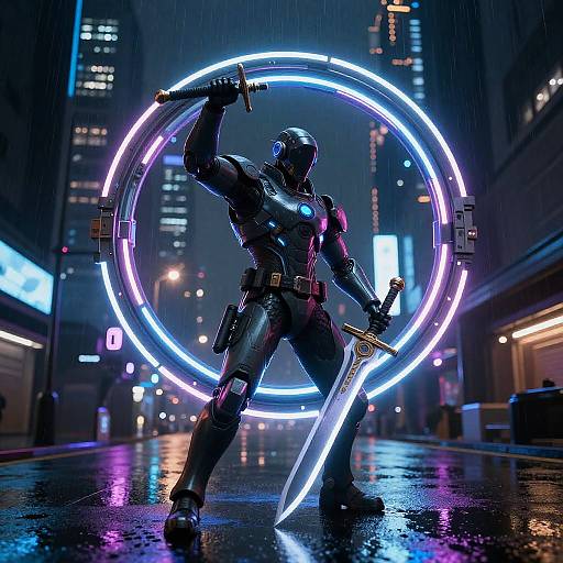 Futuristic Neon Circular Sword Cyberpunk