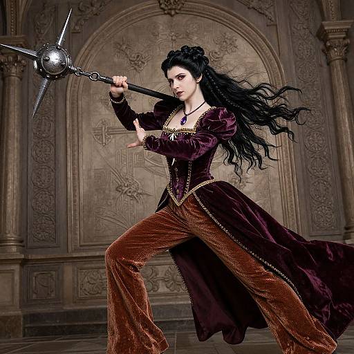 Regal Vampire Countess with Morning Star