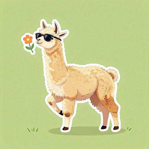 Llama Catching Flower Sticker