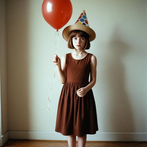 Realistic Birthday Girl in Brown Dress