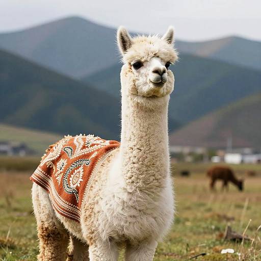 Regal Alpaca in Ornate Poncho