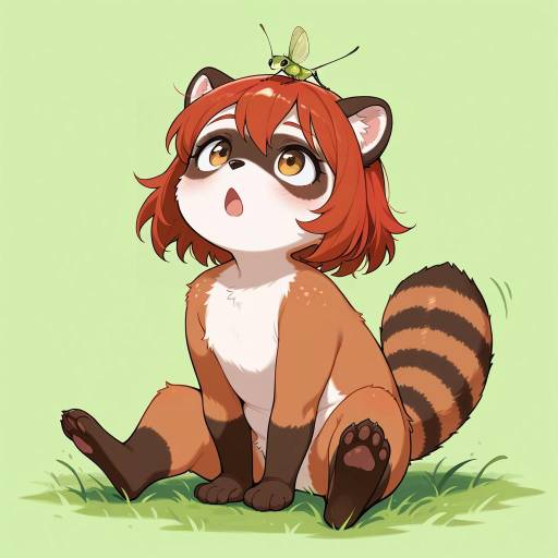 Child and Raccoon in Nature's Harmony Child and Raccoon in Nature's Harmony