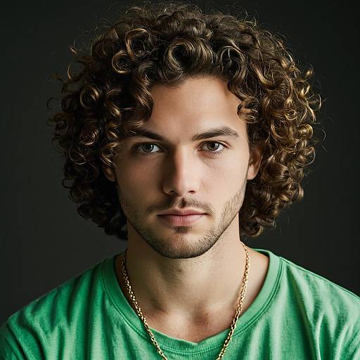 Portrait of Young Man with Curly Hair