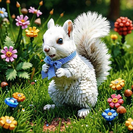 Charming White Squirrel in a Garden