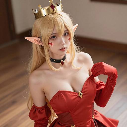 Blonde Elf Cosplayer in Regal Attire